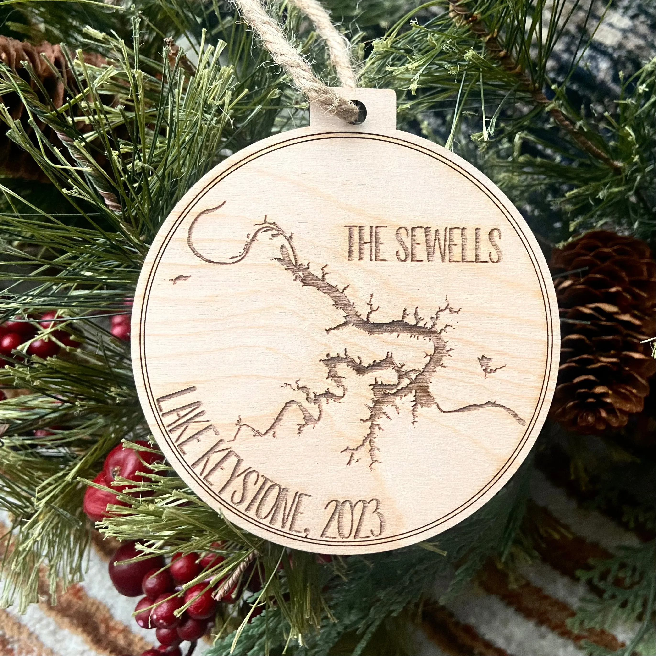 Keystone Lake Engraved Christmas Ornament