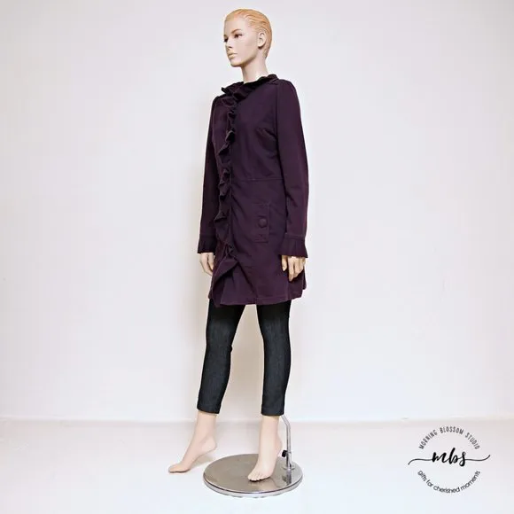 Kut From the Kloth Puff Sleeve Single Breasted Ruffle Trench Coat
