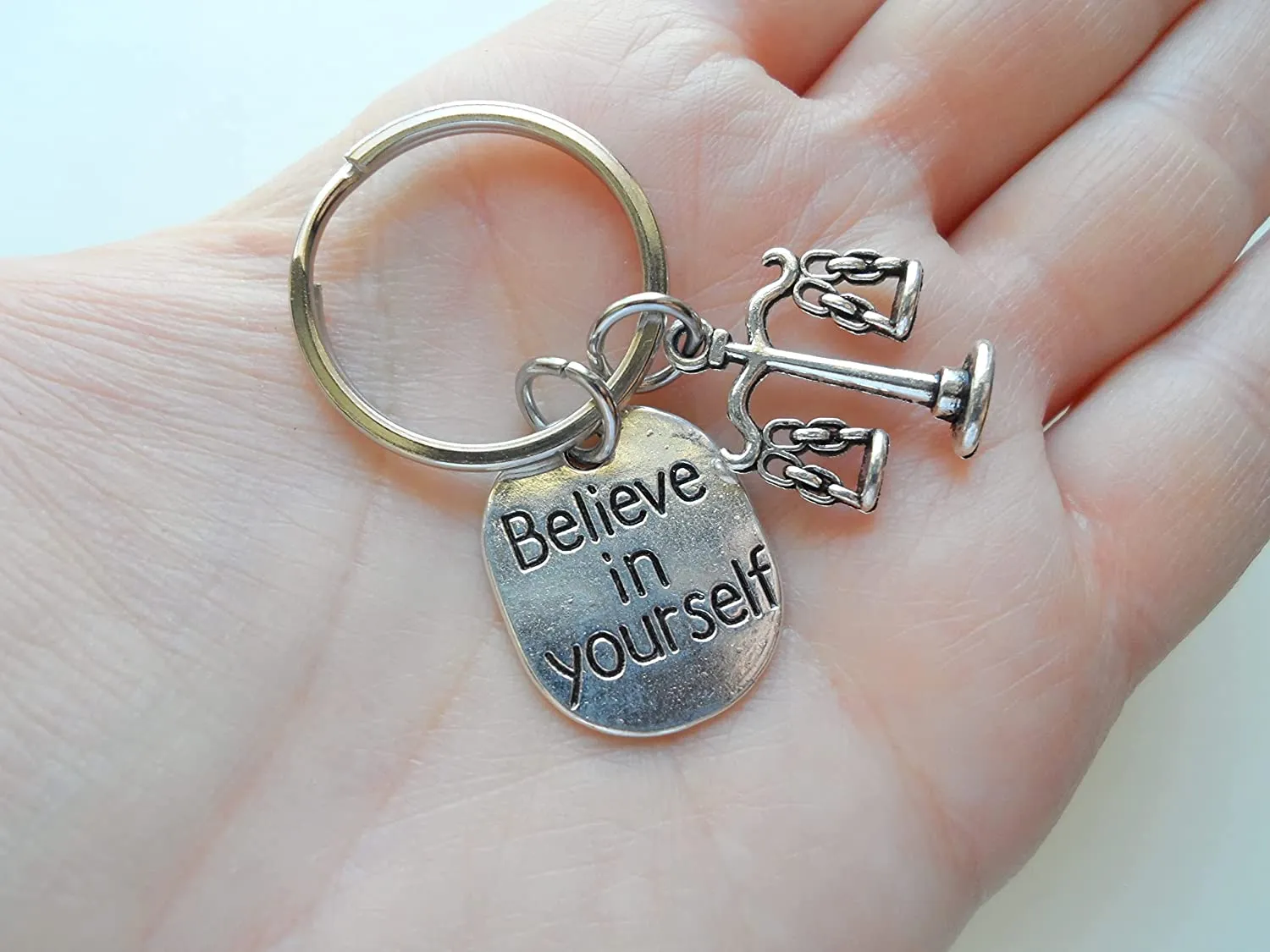 Law Scales Charm Keychain with Believe in Yourself Charm