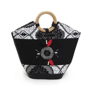 Leather Kenyan Handbag - Black/White
