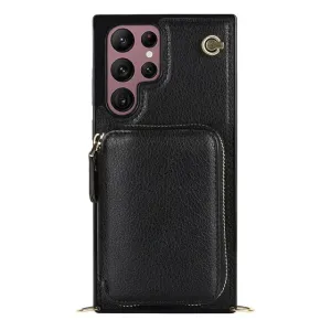 Leather Wallet Case With Lanyard For Samsung Galaxy