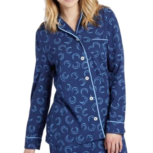 LIFE IS GOOD Darkest Blue Sleepy Moon Toss Pajama Pant Set RARE to find SZ S