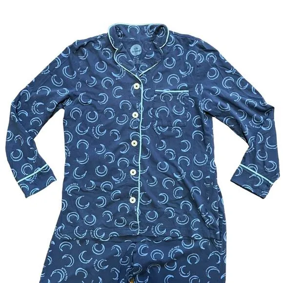 LIFE IS GOOD Darkest Blue Sleepy Moon Toss Pajama Pant Set RARE to find SZ S