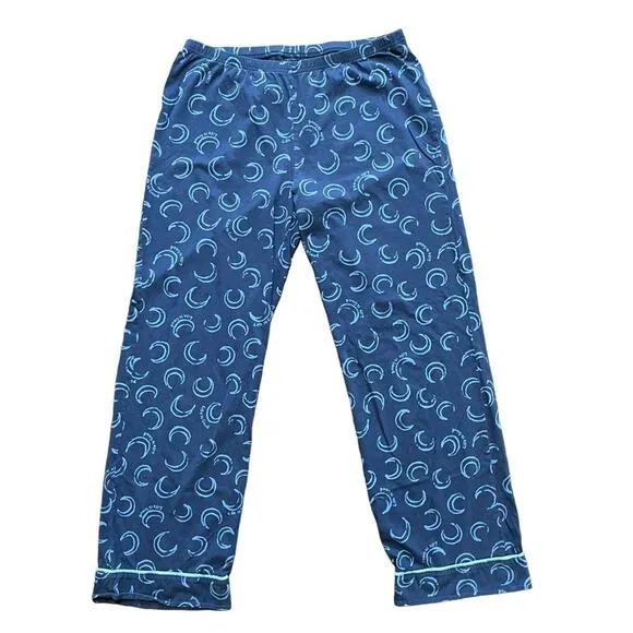 LIFE IS GOOD Darkest Blue Sleepy Moon Toss Pajama Pant Set RARE to find SZ S