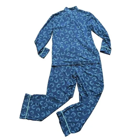 LIFE IS GOOD Darkest Blue Sleepy Moon Toss Pajama Pant Set RARE to find SZ S