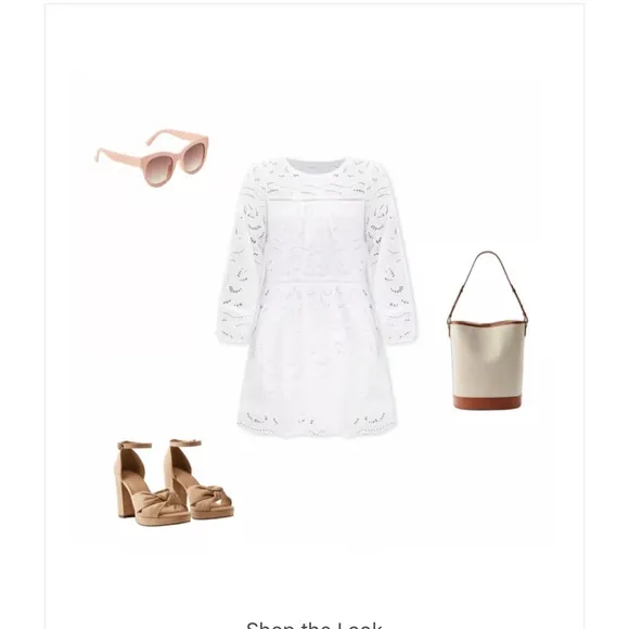 Loft Eyelet Long Sleeve Swing Dress