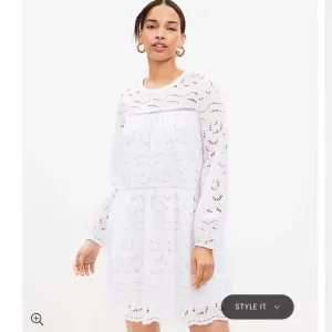 Loft Eyelet Long Sleeve Swing Dress