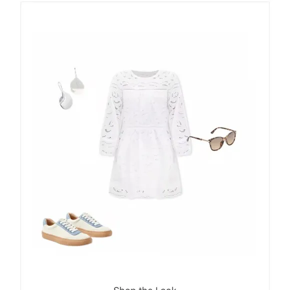 Loft Eyelet Long Sleeve Swing Dress