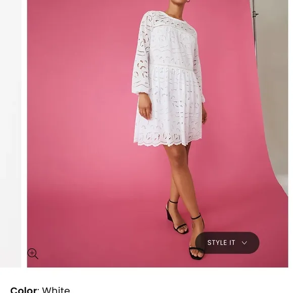 Loft Eyelet Long Sleeve Swing Dress