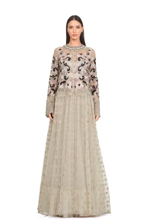 Long tunic with embellished neckline