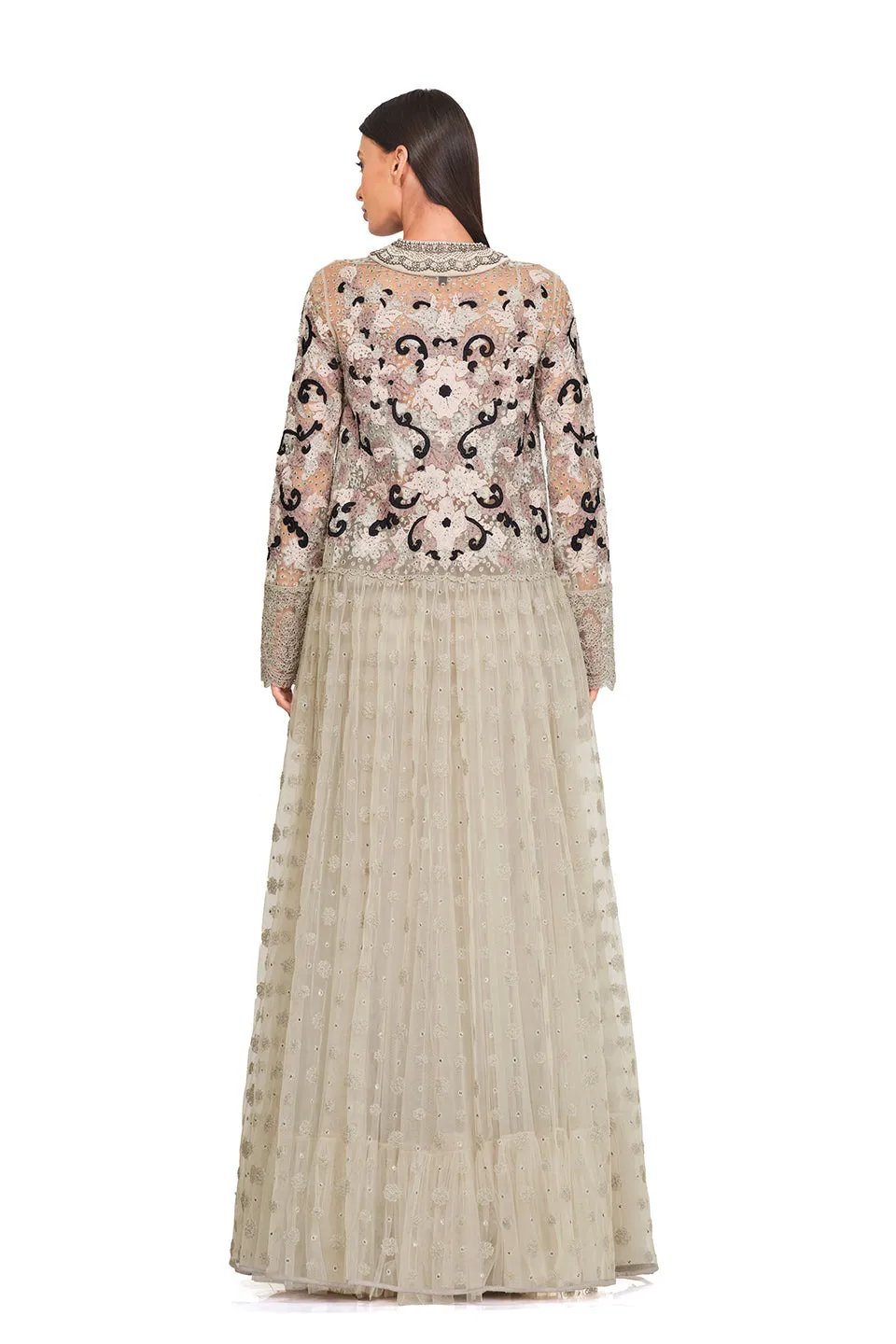 Long tunic with embellished neckline