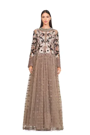 Long tunic with embroidered neckline