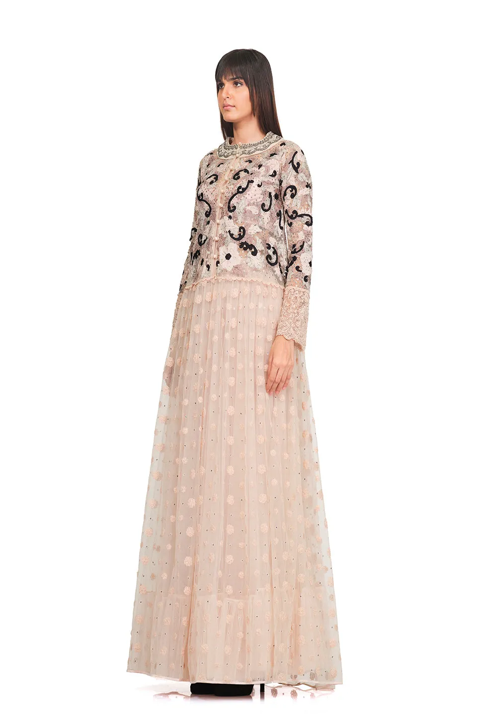 Long tunic with embroidered neckline