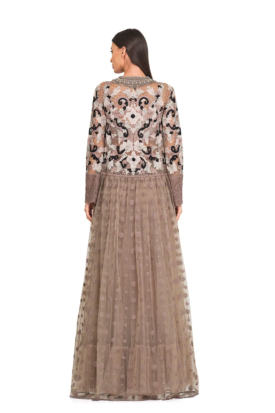 Long tunic with embroidered neckline