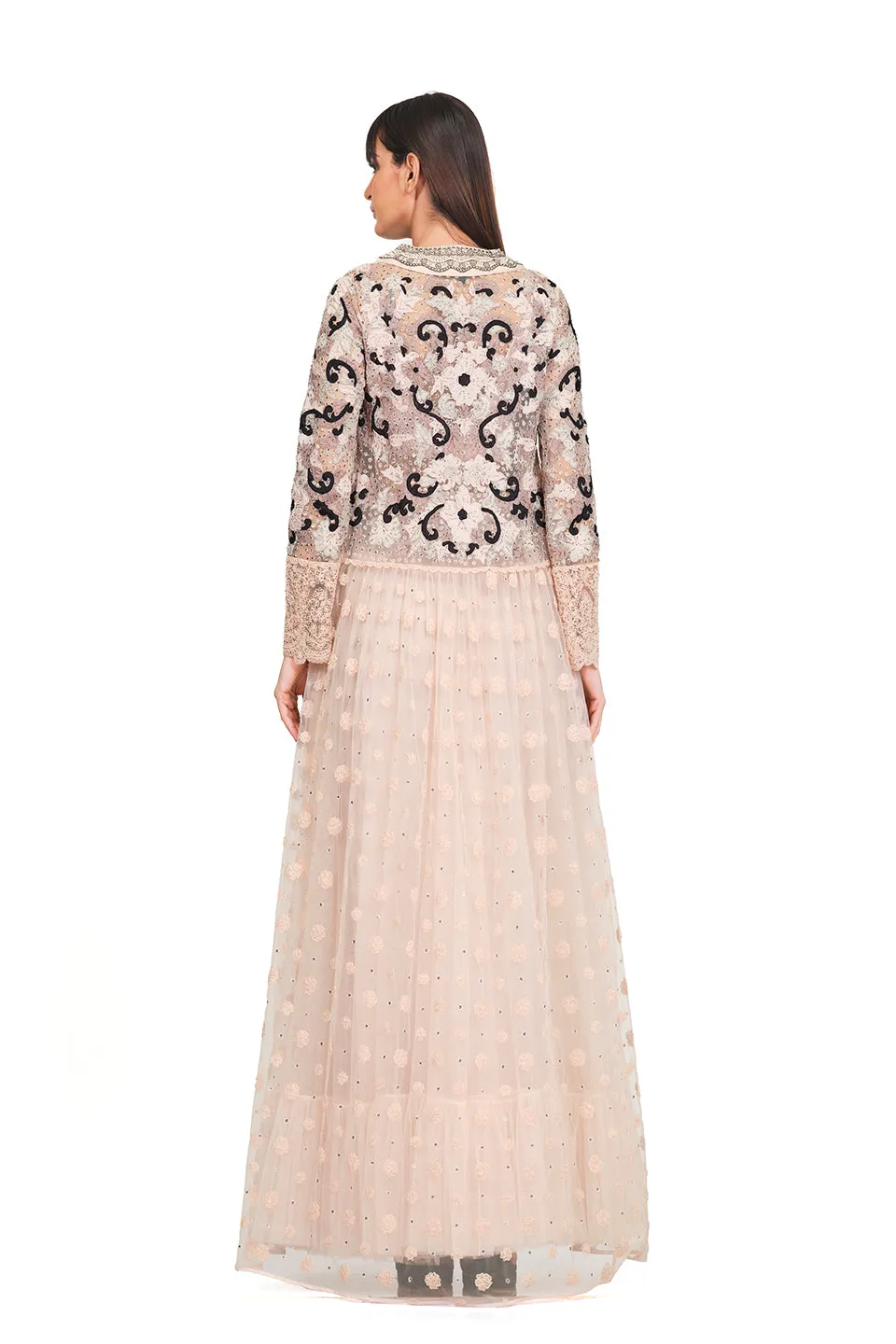 Long tunic with embroidered neckline