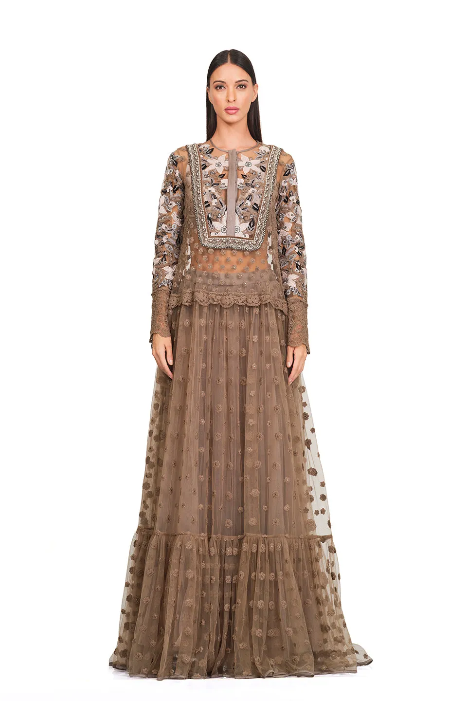 Long tunic with patchwork embroidery