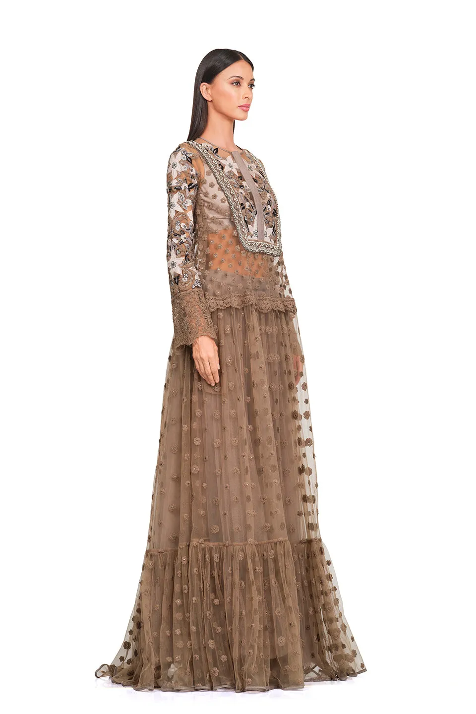 Long tunic with patchwork embroidery