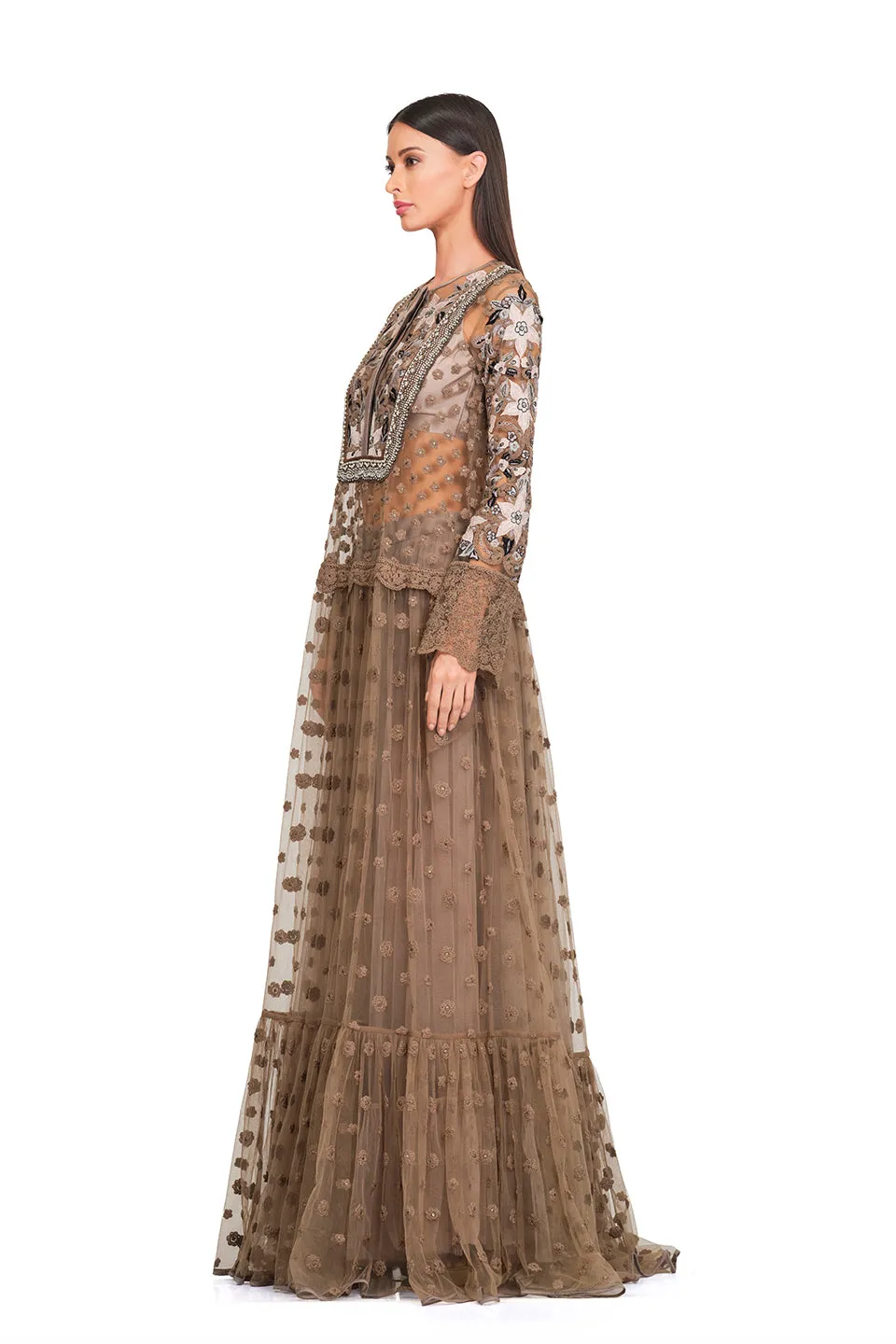 Long tunic with patchwork embroidery