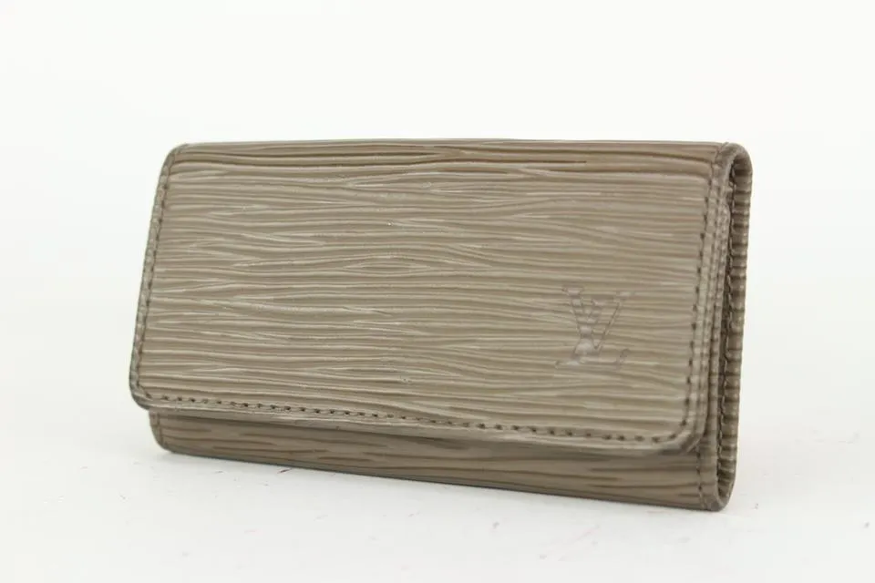 Louis Vuitton Grey Pepper Epi Leather Multicles 4 Key Holder Wallet case 127lvs76