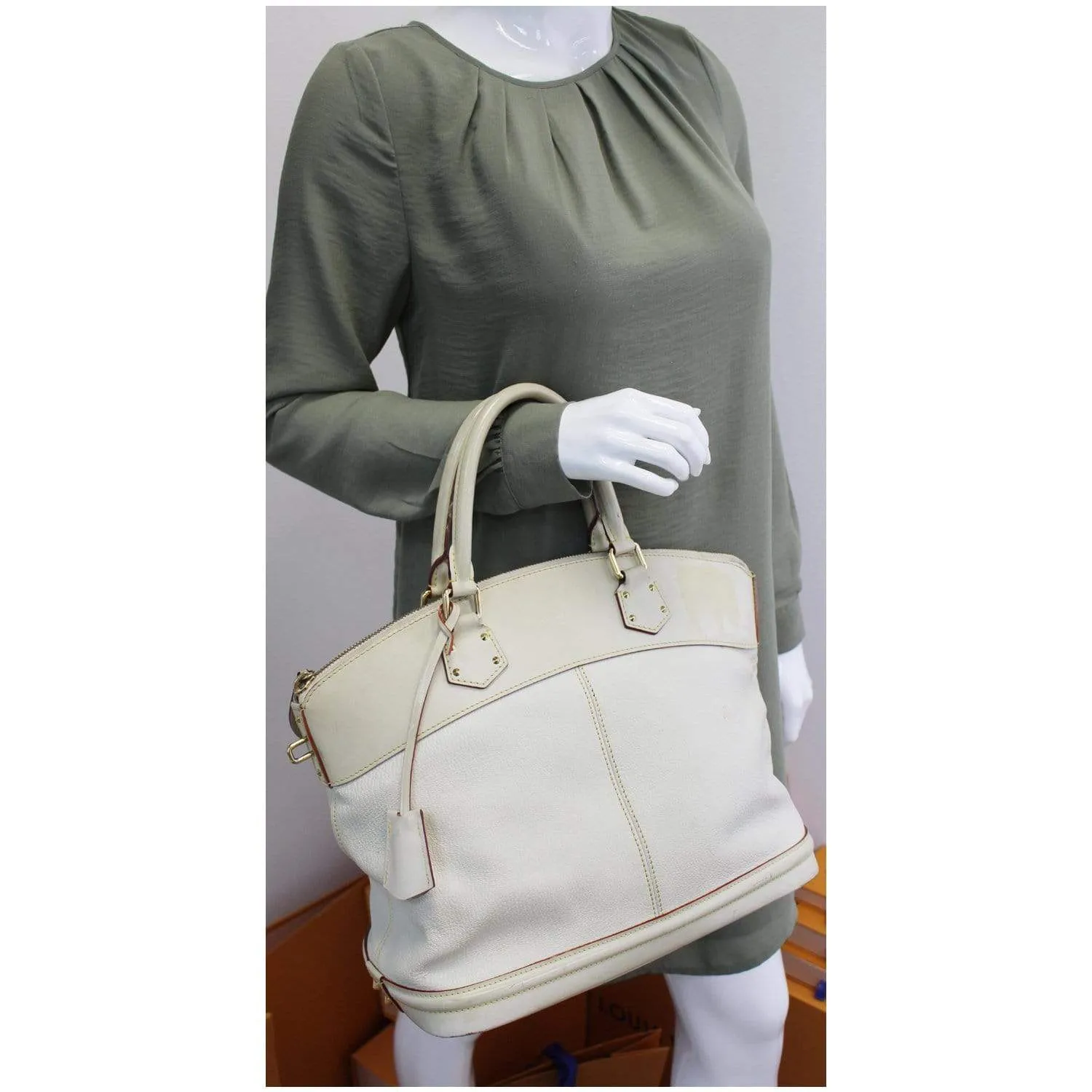 LOUIS VUITTON Lockit MM Suhali Leather Tote Bag Ivory - Last Call