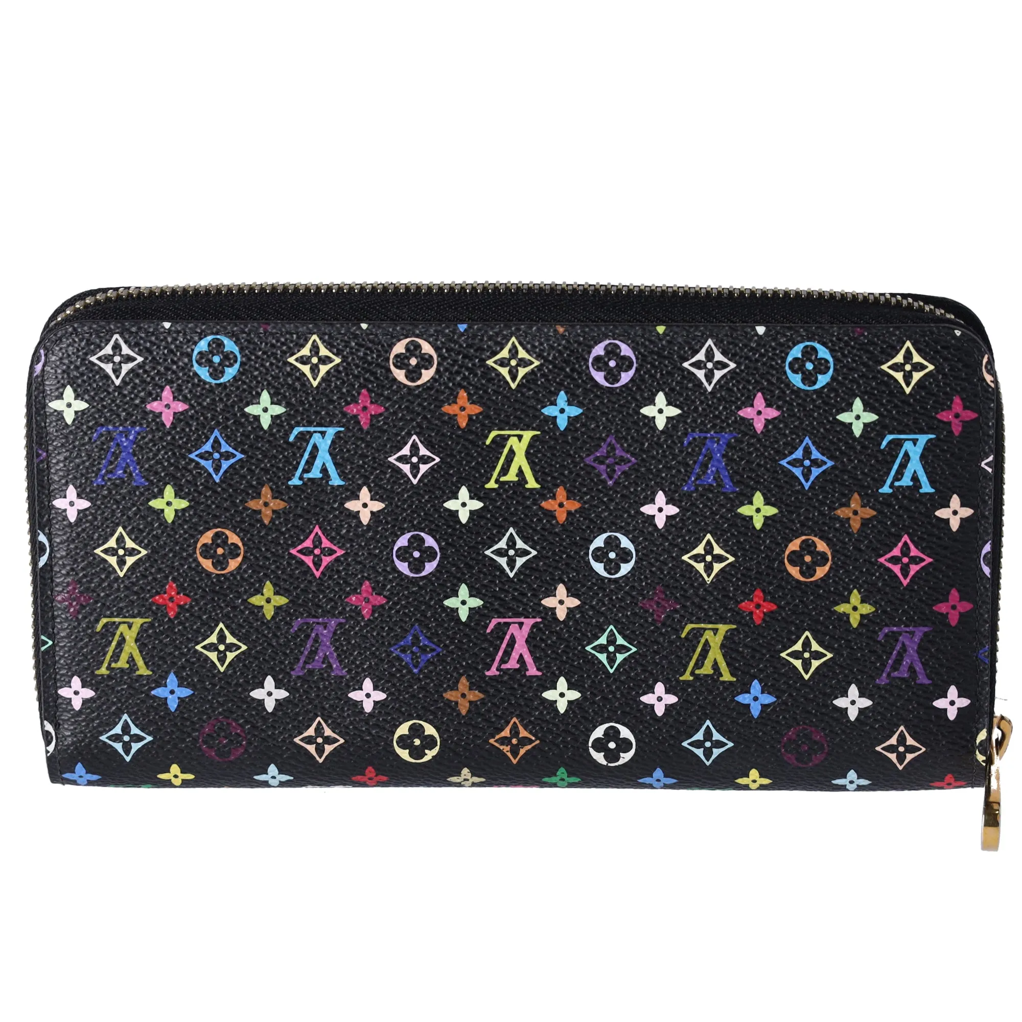 Louis Vuitton Murakami Zippy Wallet Monogram Black Multicolor Pink