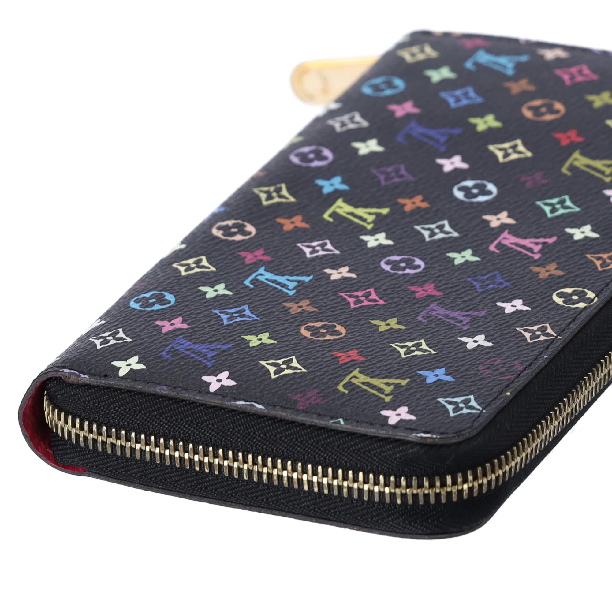 Louis Vuitton Murakami Zippy Wallet Monogram Black Multicolor Pink