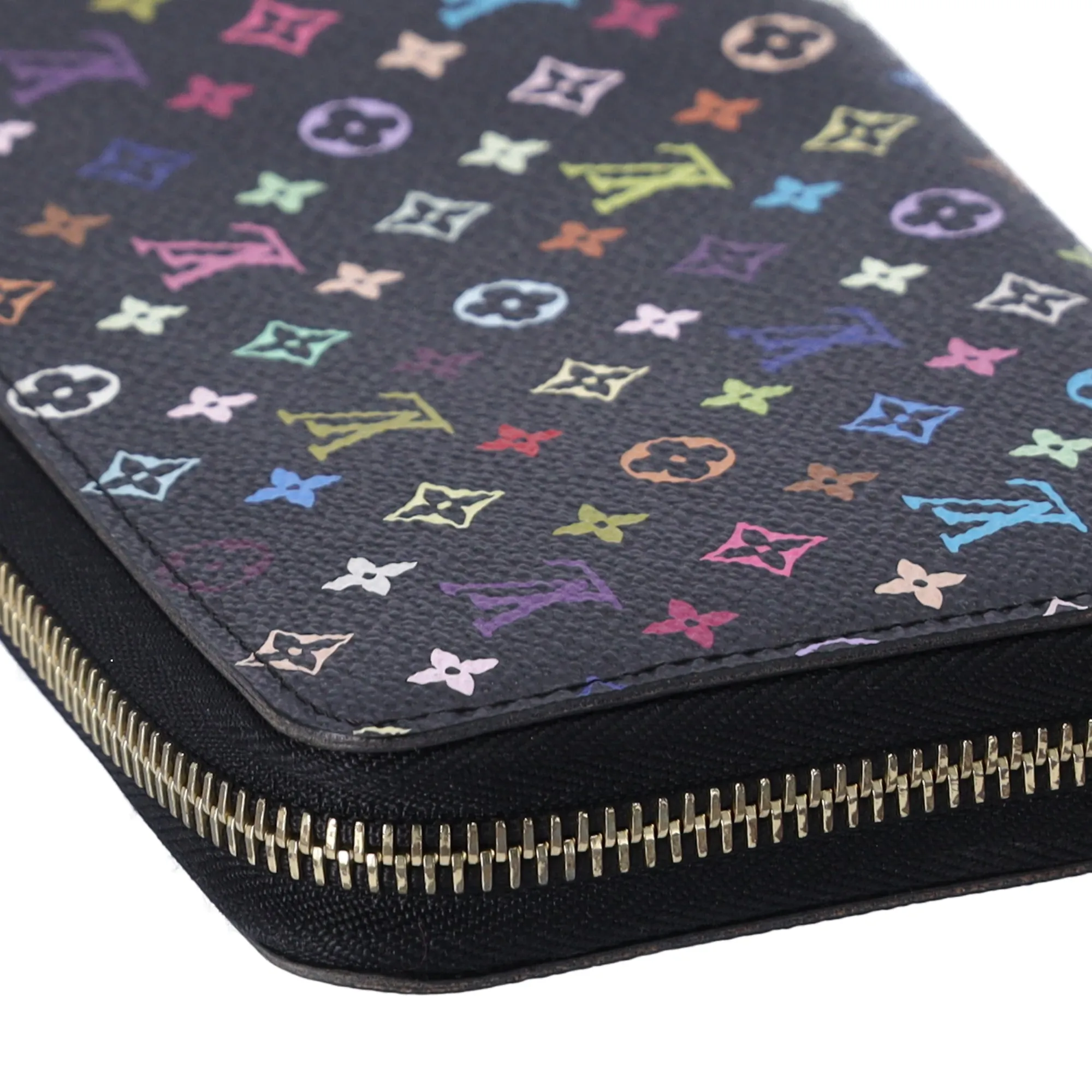 Louis Vuitton Murakami Zippy Wallet Monogram Black Multicolor Pink