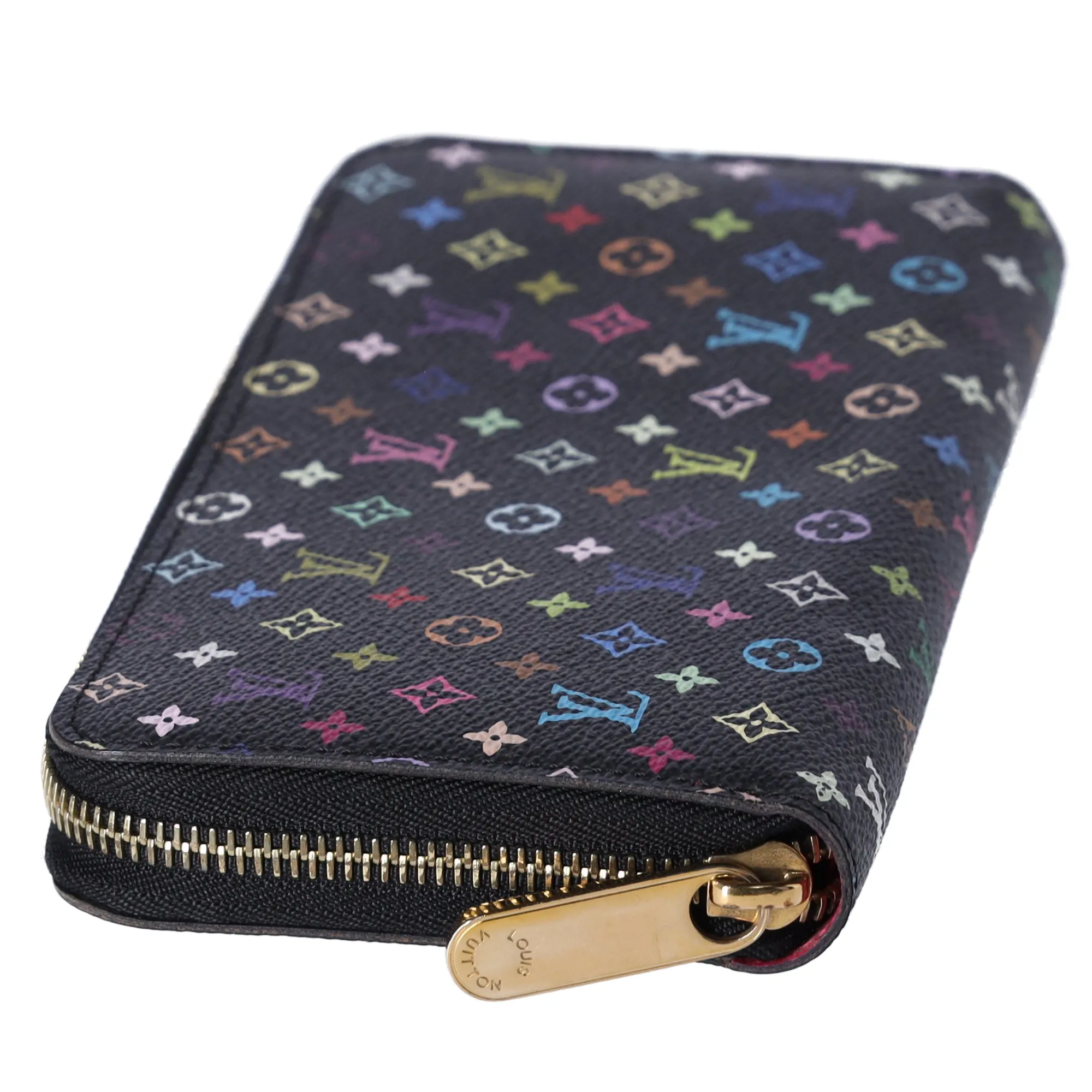 Louis Vuitton Murakami Zippy Wallet Monogram Black Multicolor Pink