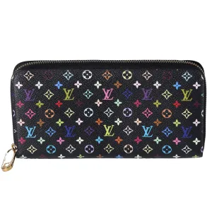 Louis Vuitton Murakami Zippy Wallet Monogram Black Multicolor Pink