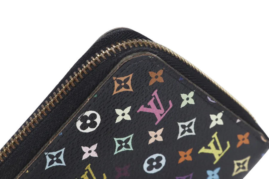 LOUIS VUITTON ZIPPY BLACK MULTICOLOR CANVAS LONG WALLET (M60271) WITH DUST COVER
