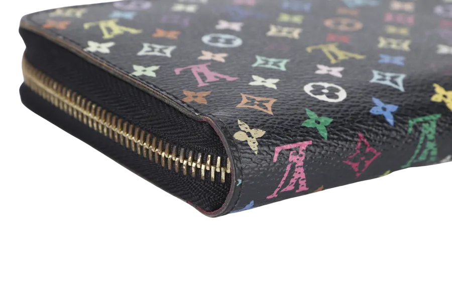 LOUIS VUITTON ZIPPY BLACK MULTICOLOR CANVAS LONG WALLET (M60271) WITH DUST COVER