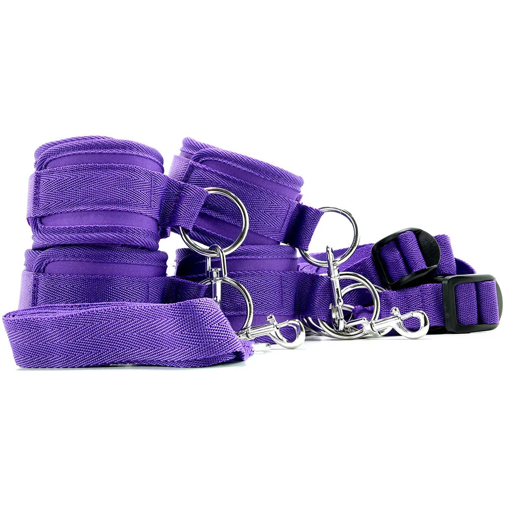 Lux Fetish 7-Piece Bed Spreader Playful Restraint System Purple