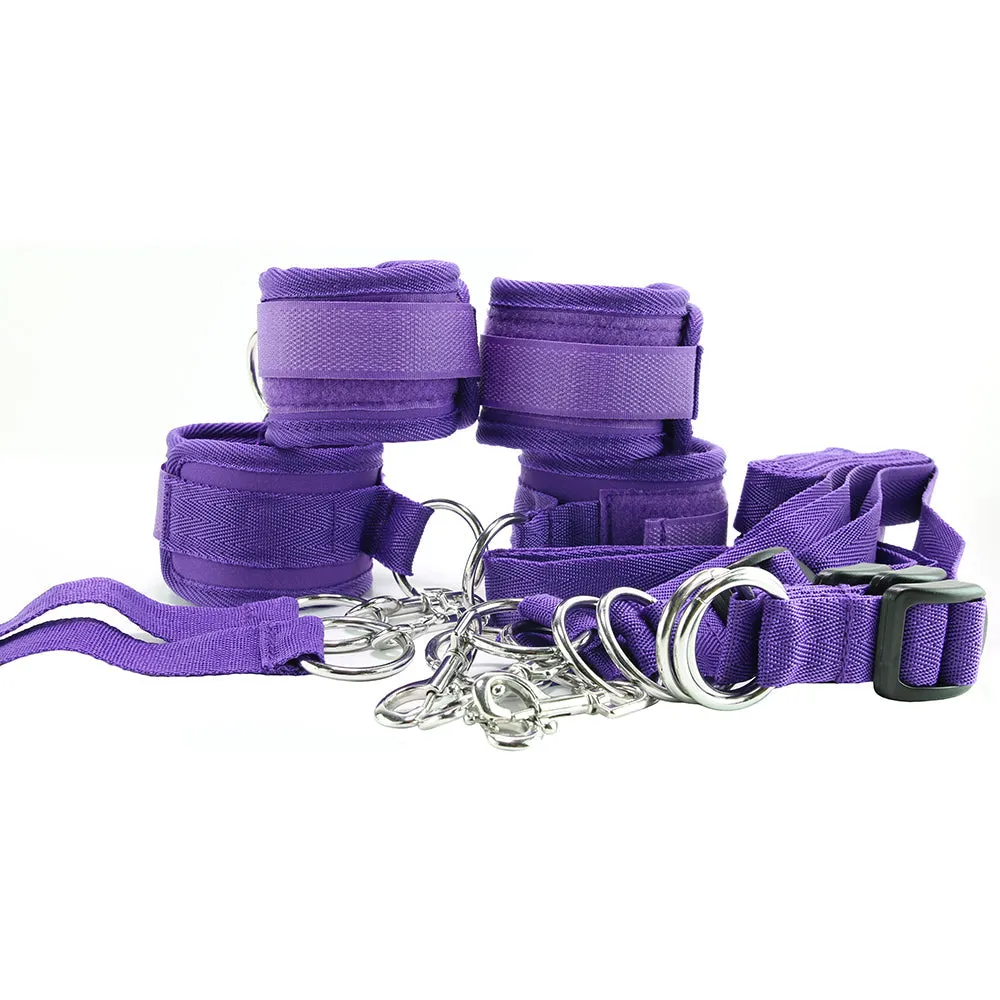 Lux Fetish 7-Piece Bed Spreader Playful Restraint System Purple