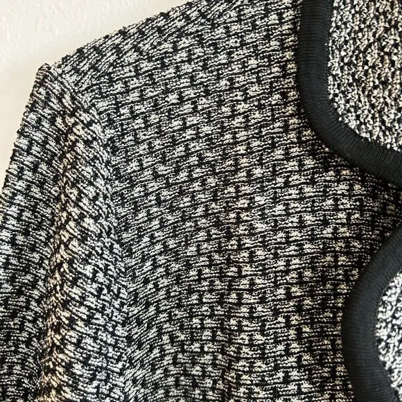Ming Wang Textured Cardigan Sweater Jacket Collared Button Front