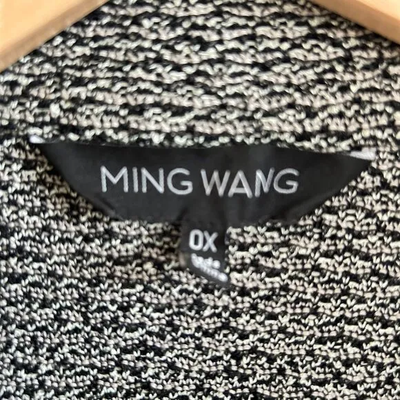 Ming Wang Textured Cardigan Sweater Jacket Collared Button Front