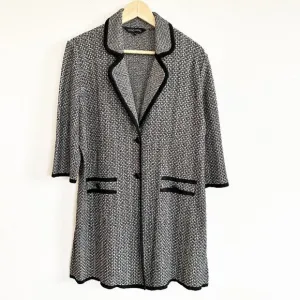 Ming Wang Textured Cardigan Sweater Jacket Collared Button Front