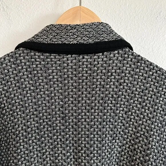 Ming Wang Textured Cardigan Sweater Jacket Collared Button Front