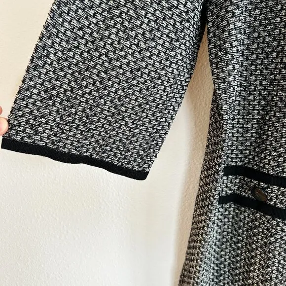 Ming Wang Textured Cardigan Sweater Jacket Collared Button Front