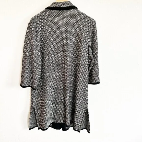 Ming Wang Textured Cardigan Sweater Jacket Collared Button Front