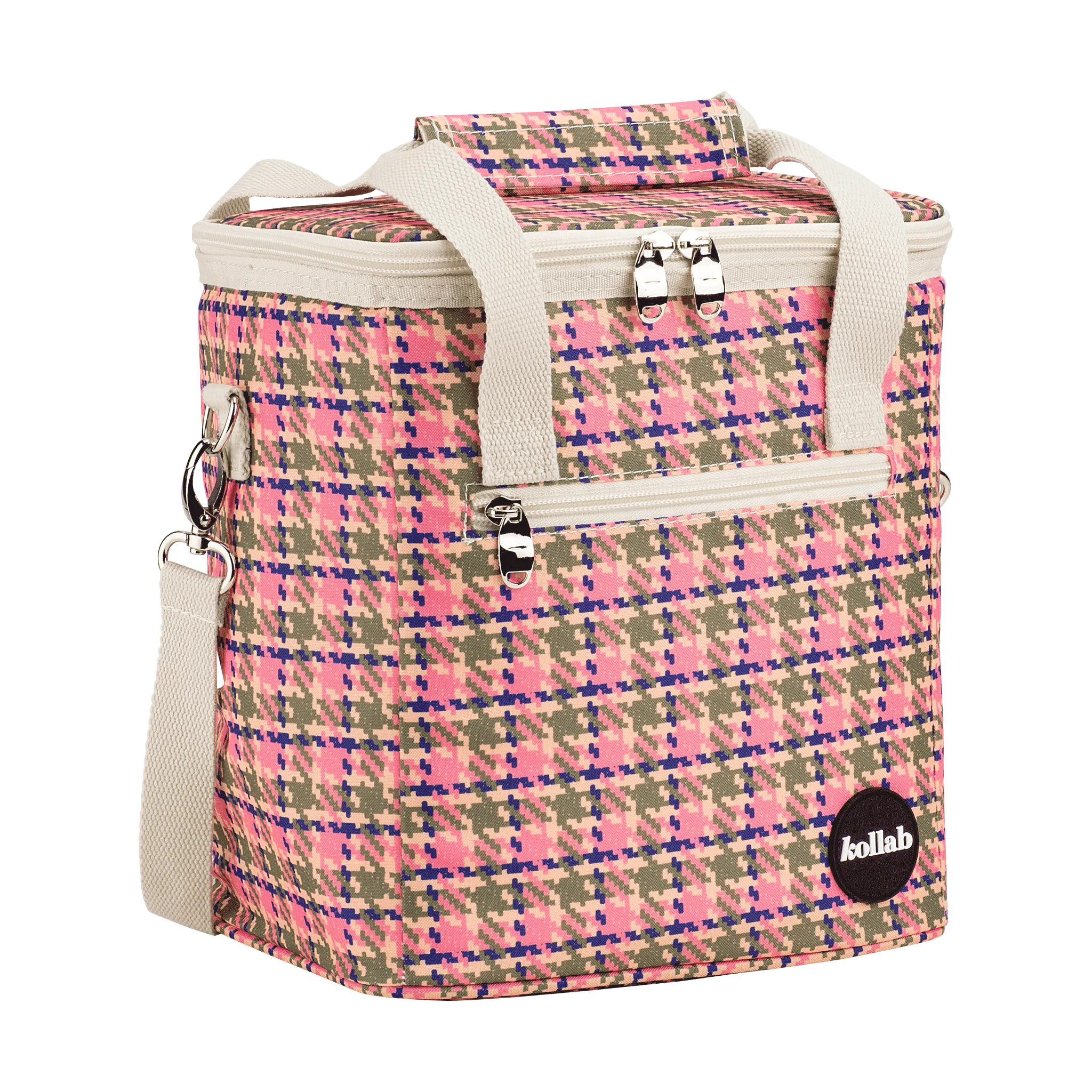 Mini Cooler Pink Houndstooth