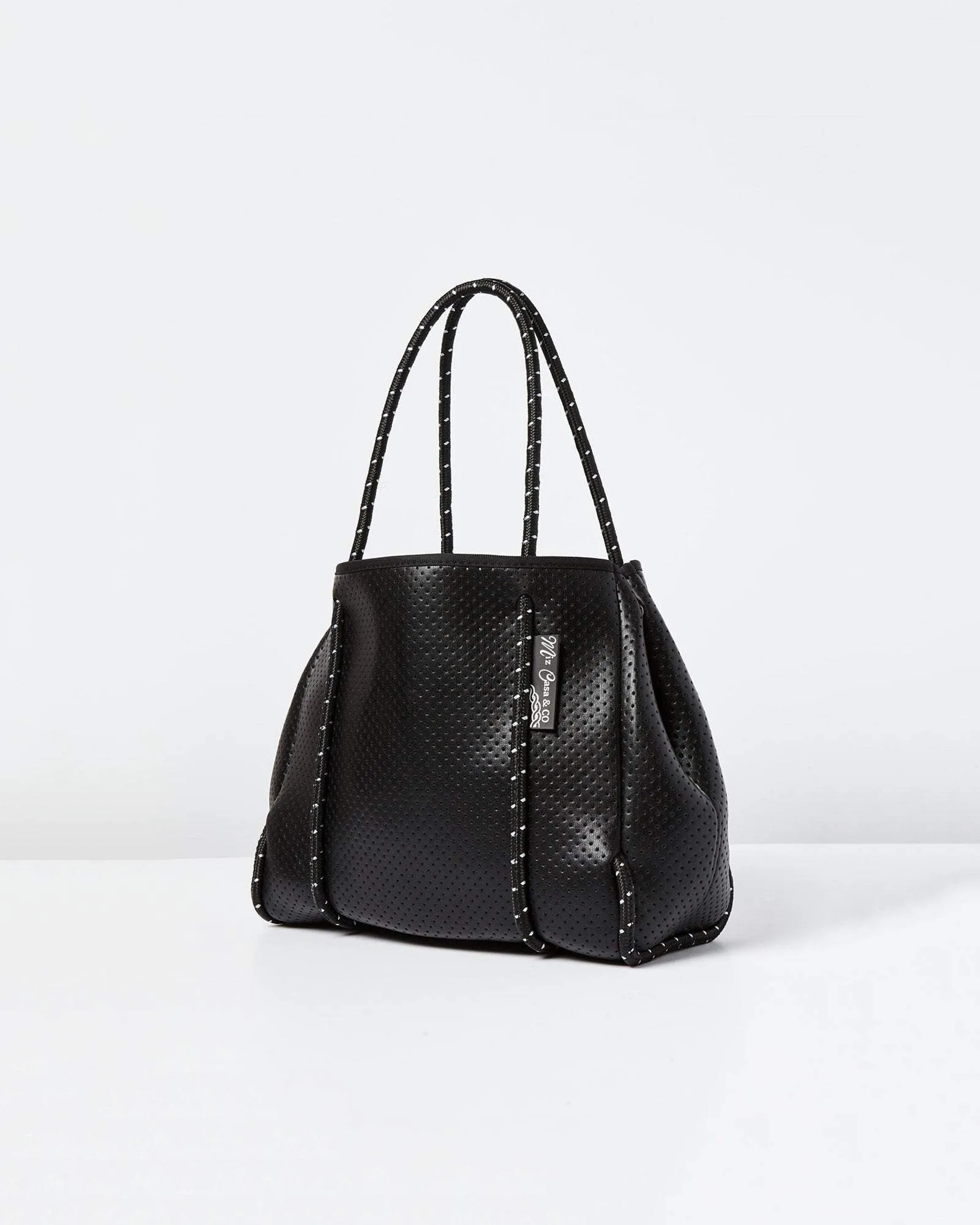 Miz Casa and Co Lila Neoprene Mini Tote Bag Shiny Black