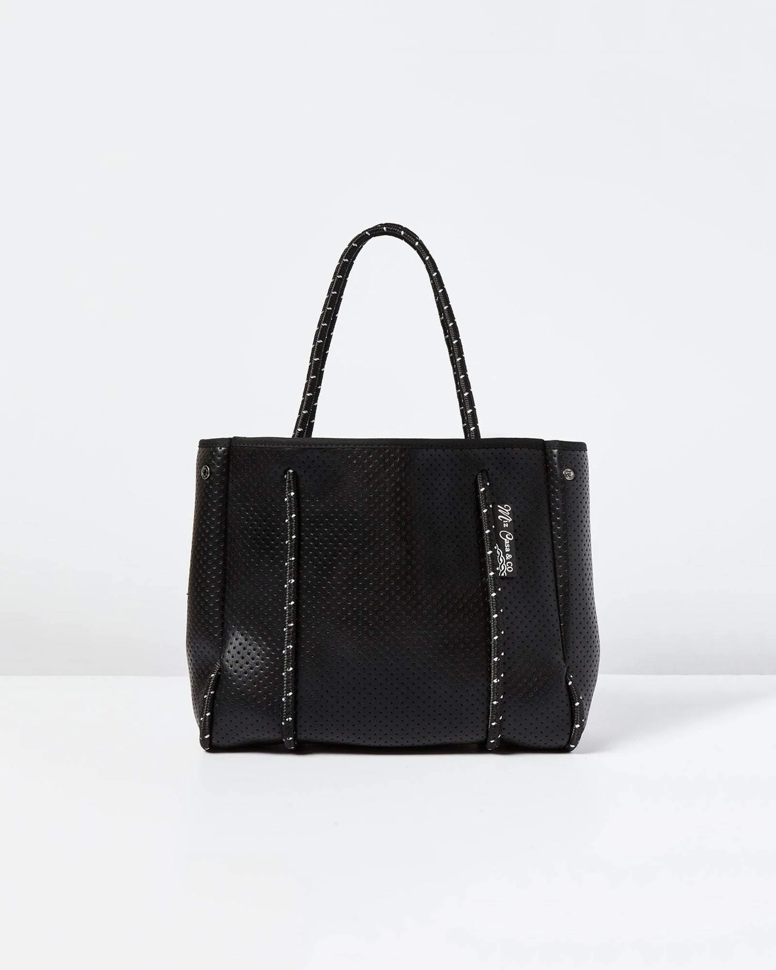 Miz Casa and Co Lila Neoprene Mini Tote Bag Shiny Black