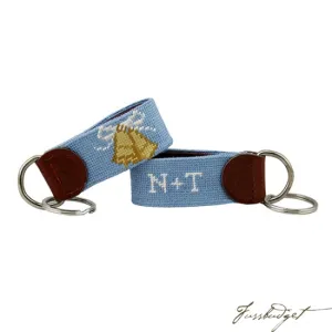 Monogrammed Wedding Bells Needlepoint Key Fob