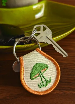 Mushroom Embroidered Patch Keychain