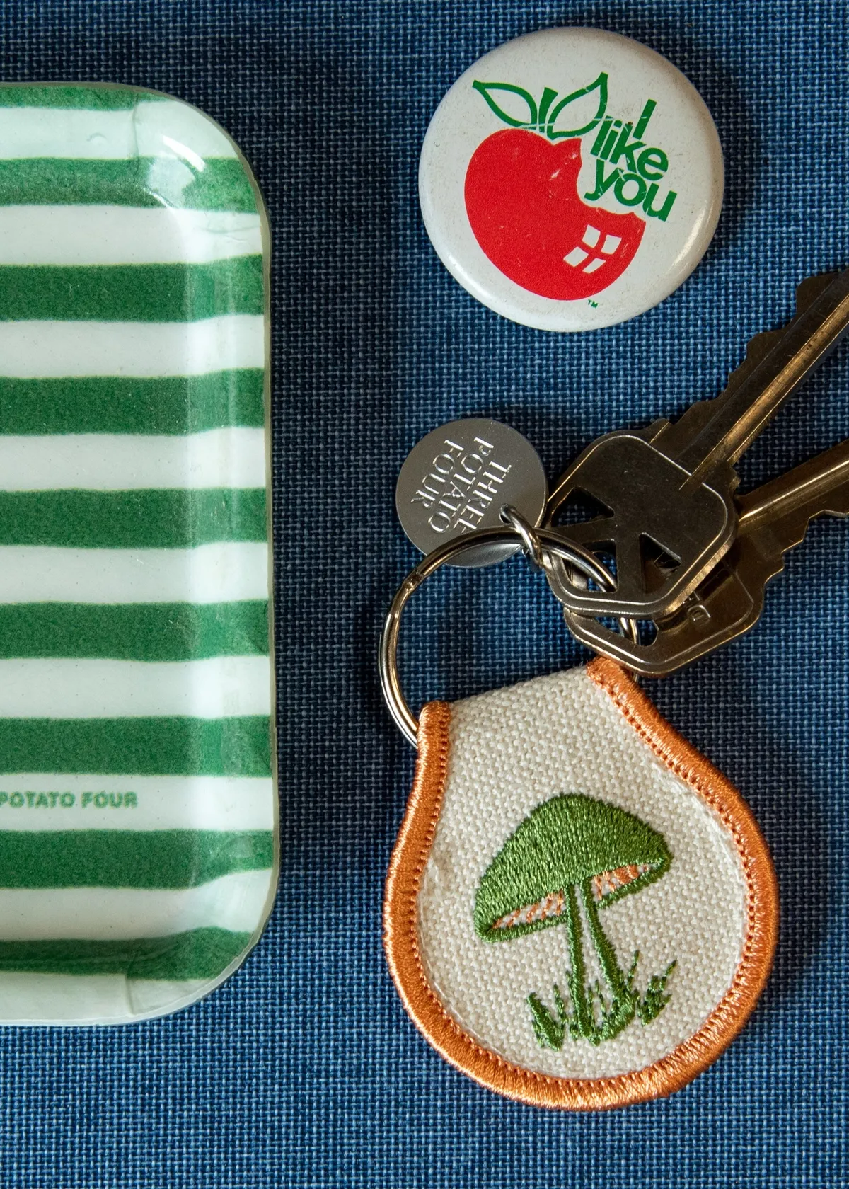 Mushroom Embroidered Patch Keychain