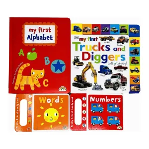 My First Alphabet Numbers & Words and My First Trucks and Diggers Let's Get Driving 4 Books Collection Board Book Set