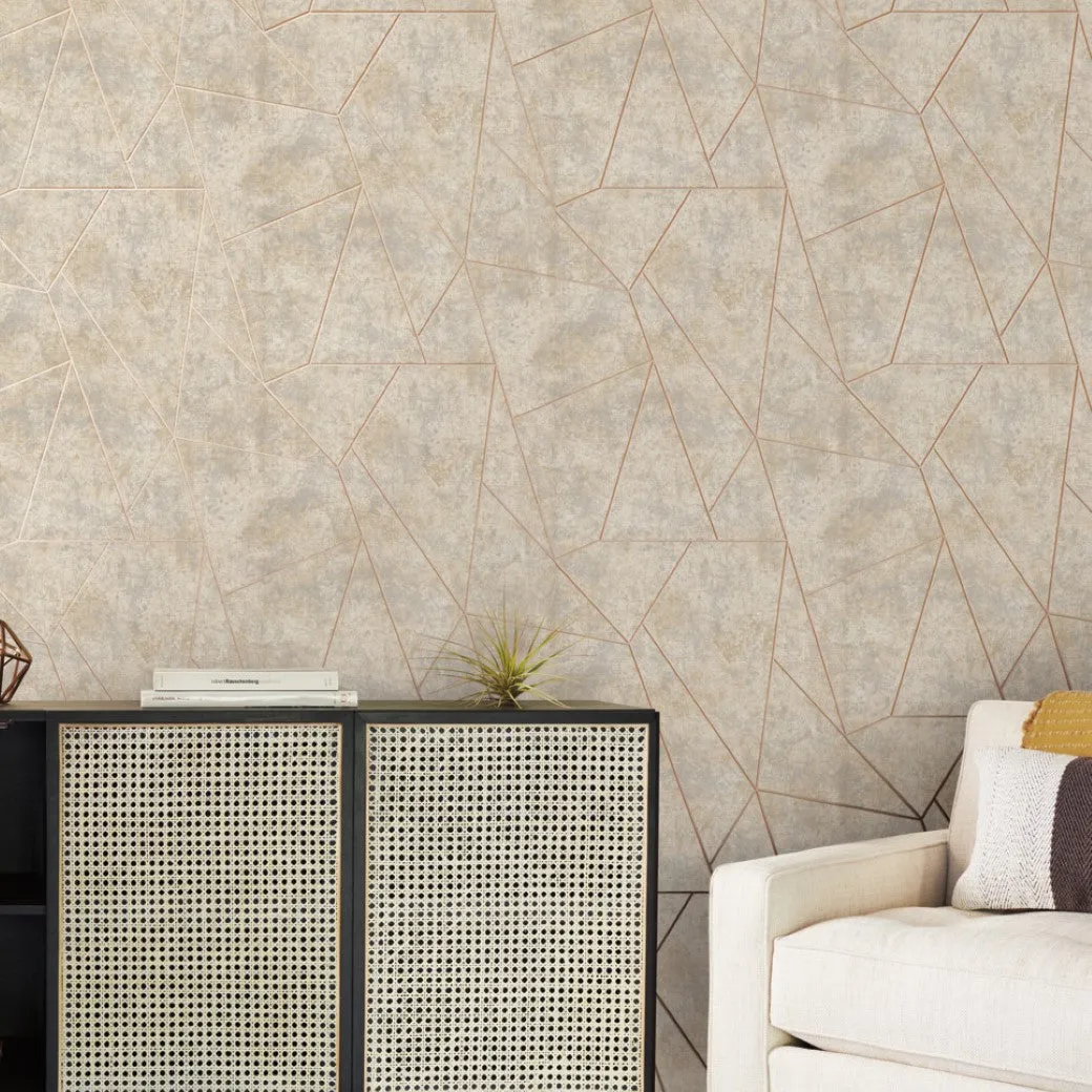 Neutral & Gold Nazca Wallpaper (57 SqFt)