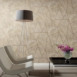 Neutral & Gold Nazca Wallpaper (57 SqFt)