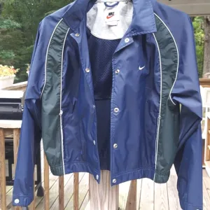 NIKE Vintage Women's Windbreaker bomber snap cropped Jacket Sz S