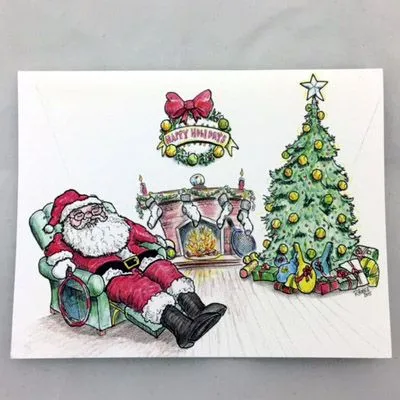 Note cards - Tired Tennis Santa